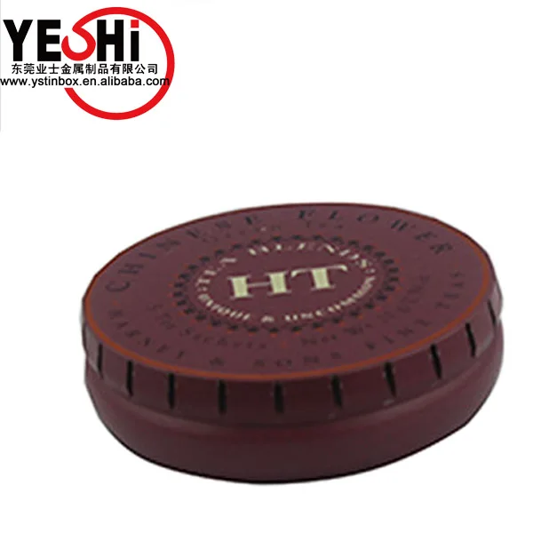 small round round click clack mint/sugar packing tin box