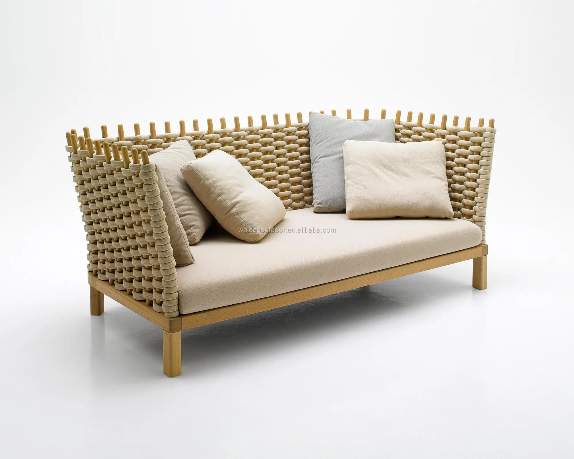 2019 Walden high quality wood rope weaving sofa lounge outdoor furniture