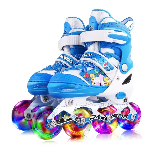 Kids pink color 4 wheels in line  adjustable push 4 yard inline skates roller skates for funny