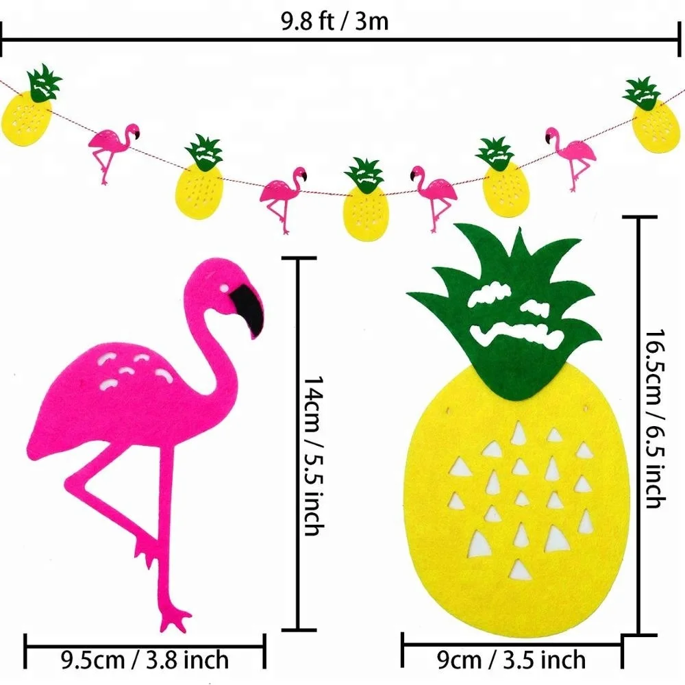 Hawaiian Party Decorations Tissue Pineapples Paper Pom Poms Flowers Tissue Paper Fan Polka Dot Paper Garland Flamingo Pineapple