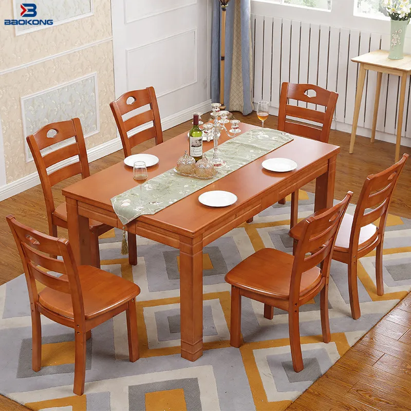 Western Restaurant Solid Wood Dining Table And Chair
