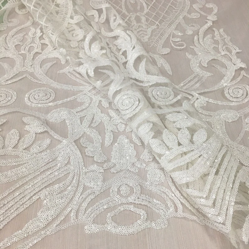 newest heavy embroidered matte sequined lace fabric all over embroidery designs bridal sequin lace dress fabric