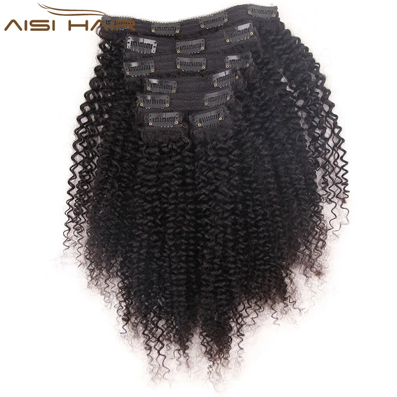 Wholesale Price Natural Black 100%  Human Hair Brazilian Clip In Hair Extensions