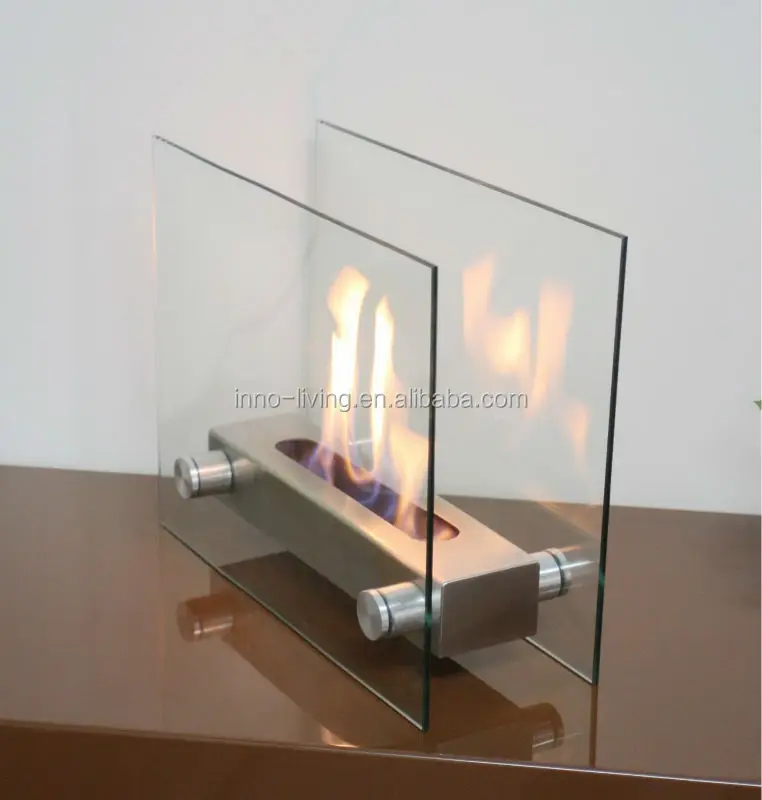 on sale Tempered glass + stainless steel Table top ethanol fireplace