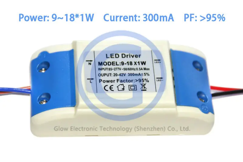 ce ems external dc 18w led driver 300ma 18x1w 16w 16x1w