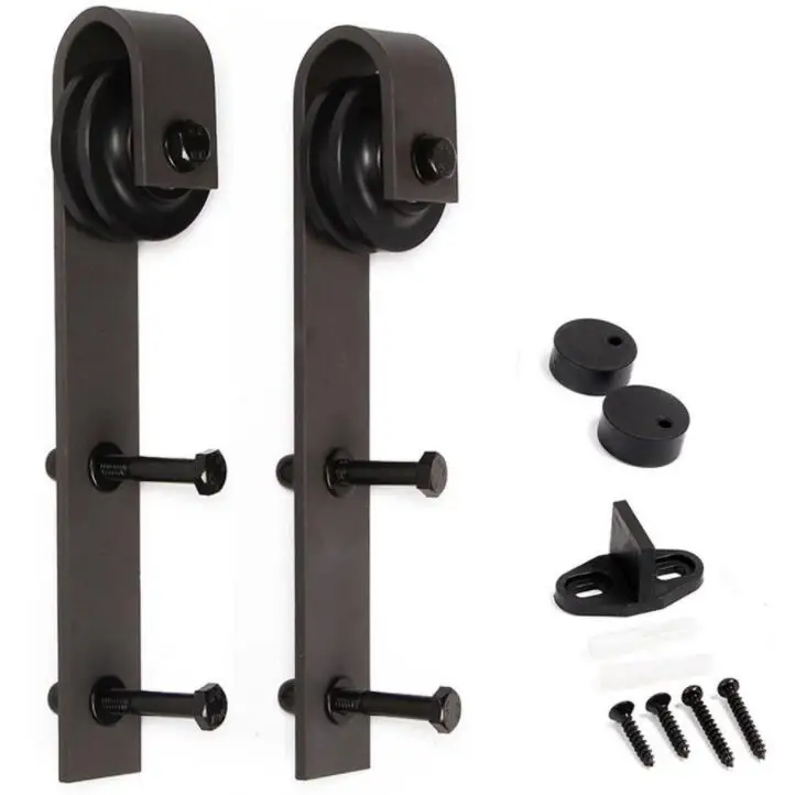 
Sliding barn door hanger rail track system 