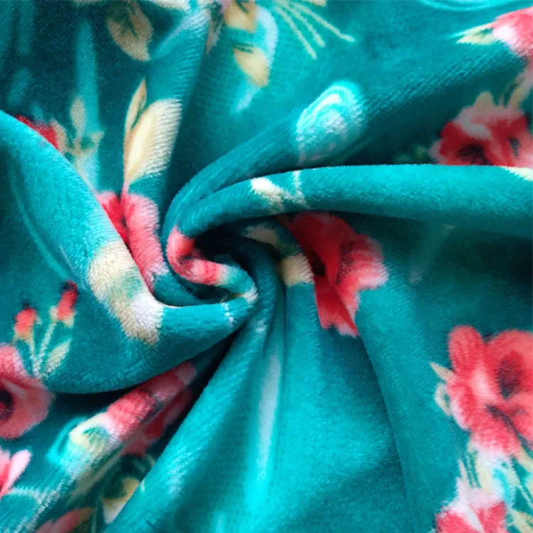 
New design baby velvet fabric with soft and smooth handy feeling with quietly elegant flower pattern for blanket upholstery 