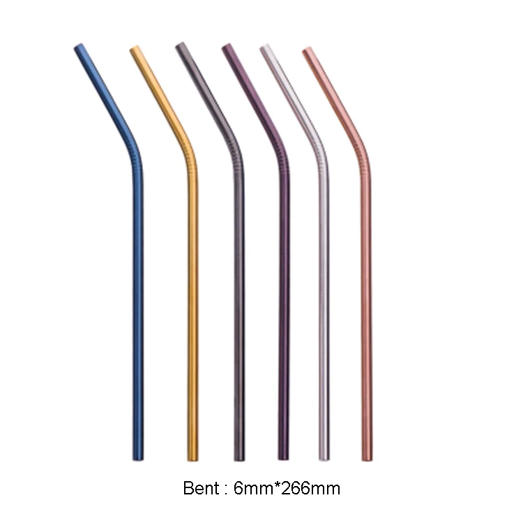 
Colored SS304 bent straw steel reusable drinking stainless steel straw 