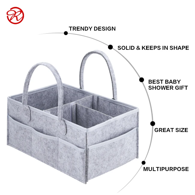 
felt diaper bag custom portable multi-pockets tote baby storage felt diaper caddy organizer 