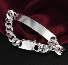 Wholesale Silver Plated Fashion Bracelet Bangle Jewelry Trendy Men 10mm Bracelets Best Gift Free shipping Pulseras