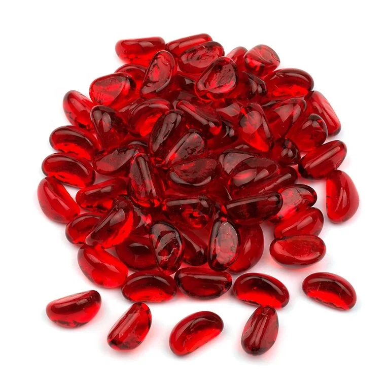 Chinese cashew shaped fire pit decorative glass beads pebbles stone for vases filler cemetery