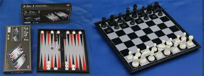 chess set backgammon and checkers 3 in 1 board game