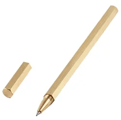 Well machined hexagon brass metal ball pen roller ball pen writes smoothly and cleanly Hexagonal pen Roller ball with Black Gel
