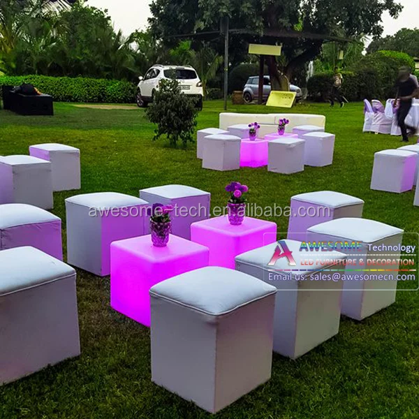Waterproof Outdoor Bar And Lounge Furniture Rgb Color Changing Plastic 3d Led Glowing Cube Illuminated Dice Chair