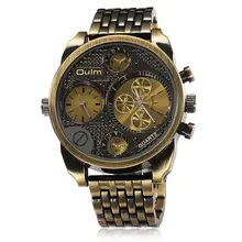 Oulm Marca de Luxo Homens Relógio de Aço Cheio de Ouro Tamanho Grande Antique Masculino Casual Relógios de Pulso Militar Relogio masculino