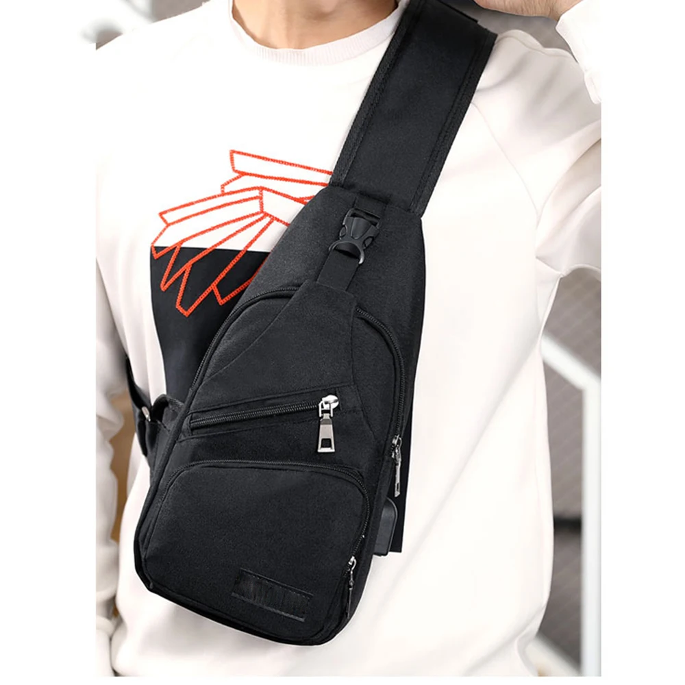 Softback Customized  crossbody chest bag with USB Charging for men