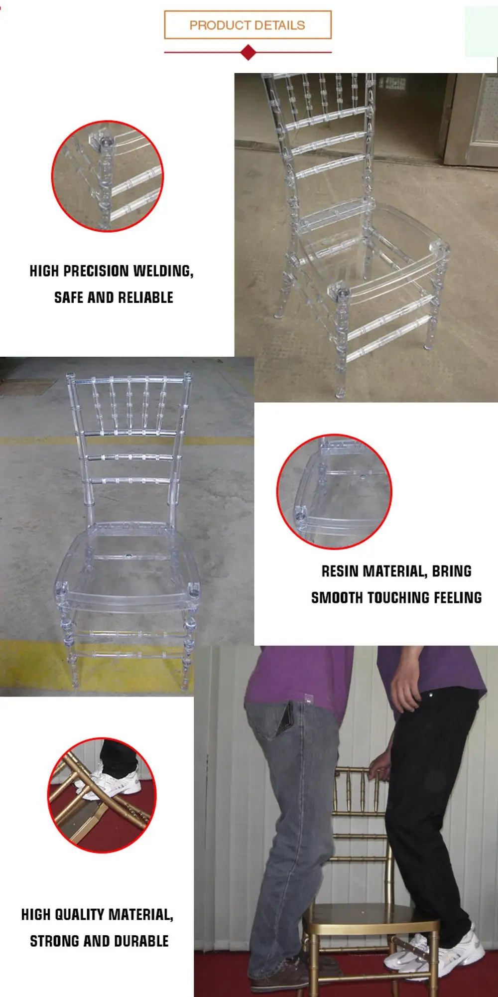 Resin Chiavari Chair acrylic plastic and polycarbonate for party event rental and wedding