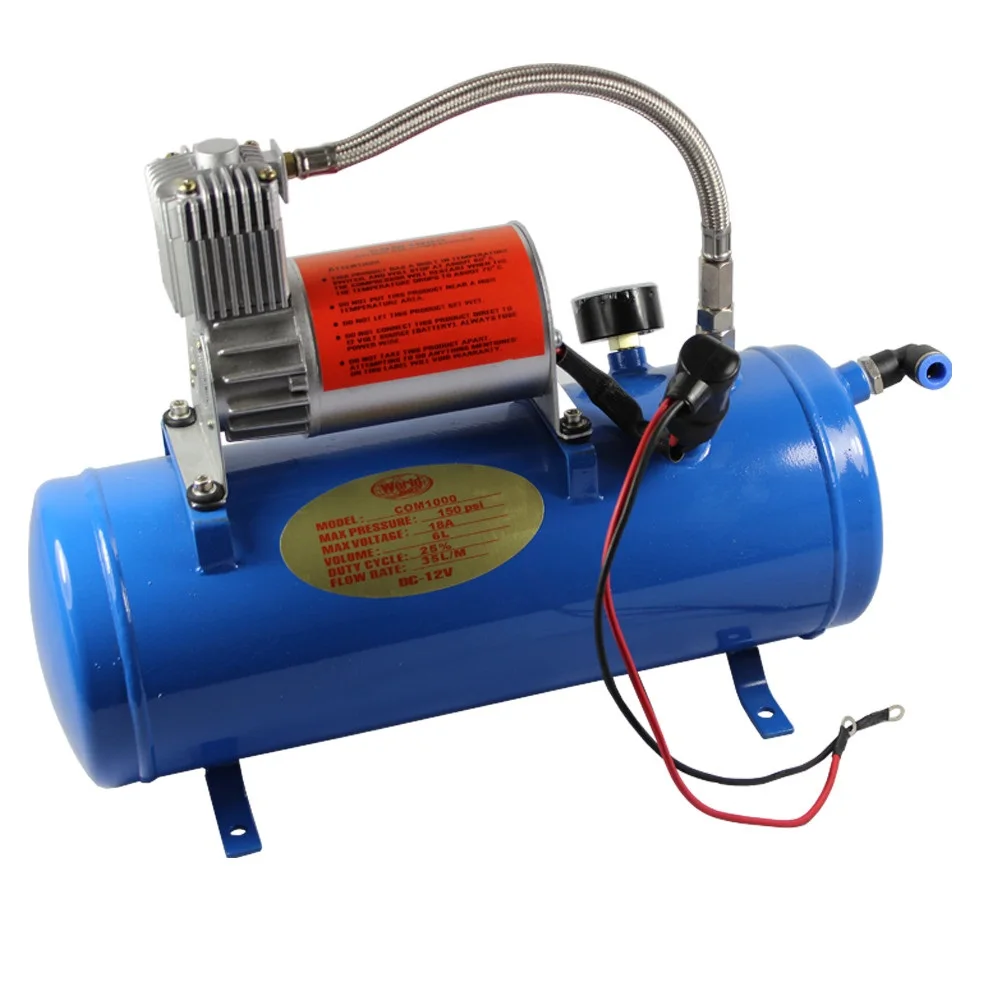 150PSI DC 12V AIR COMPRESSOR WITH 6 LITER TANK FOR TRAIN HORNS MOTORHOME TIRES