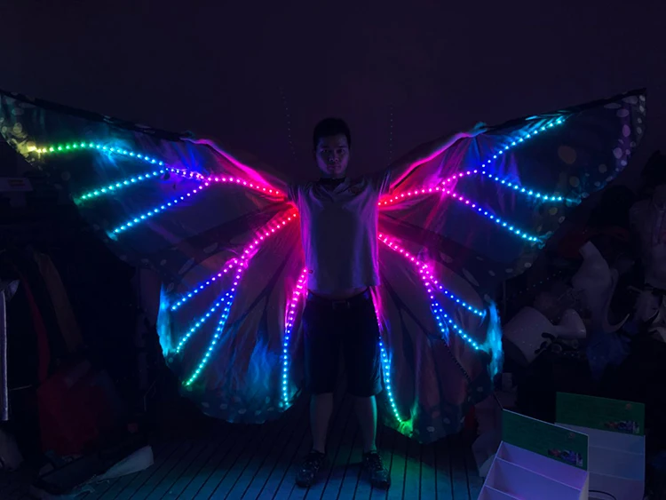 LED Suit Costumes  LED luminescent Wings for women full color  Wings Stage Dance Performance Show Dress for Night Club