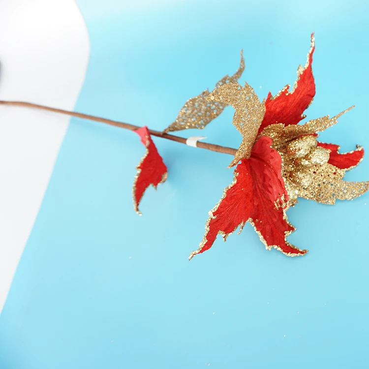 christmas decoration christmas flower ornaments wholesale artificial poinsettia flowers