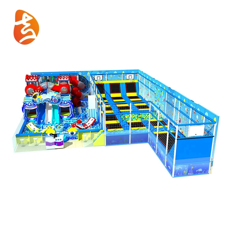 Best selling eco-friendly commercial trampoline park indoor playground with slide
