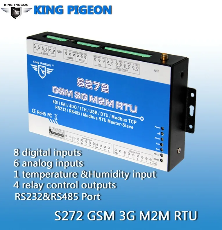 S272 GSM 3G M2M RTU (8DI+6AI+4DO+1TH+1USB+1RS232/485)