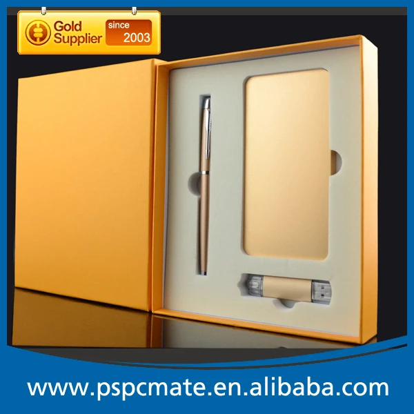 Уникальные идеи для подарков, золотой корпоративный подарочный набор, деловой Подарочный набор с внешним аккумулятором/OTG USB флэш-накопителем/металлической ручкой