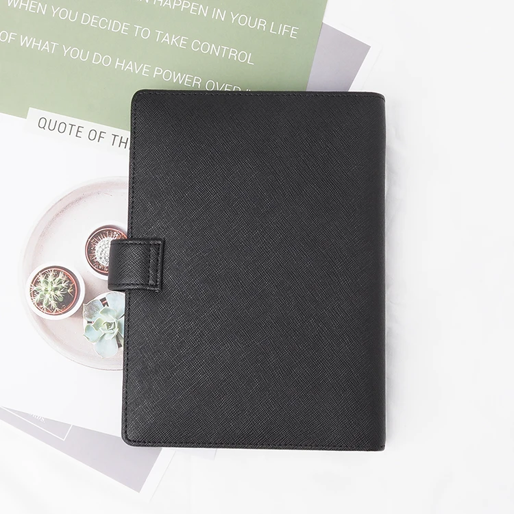 A5 refillable saffiano leather travel notebook folder 6 ring  binder