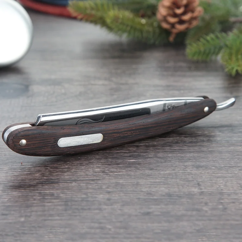 Gold Dollar Razor Suit Cut Shaving Throat Carbon Steel Barber Sharpen Shave Wooden Handle Safty Shaver Straight Razor For Man