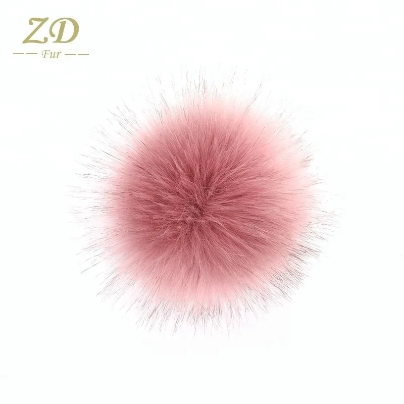  Fluffy faux raccoon fur pom poms ball keychain