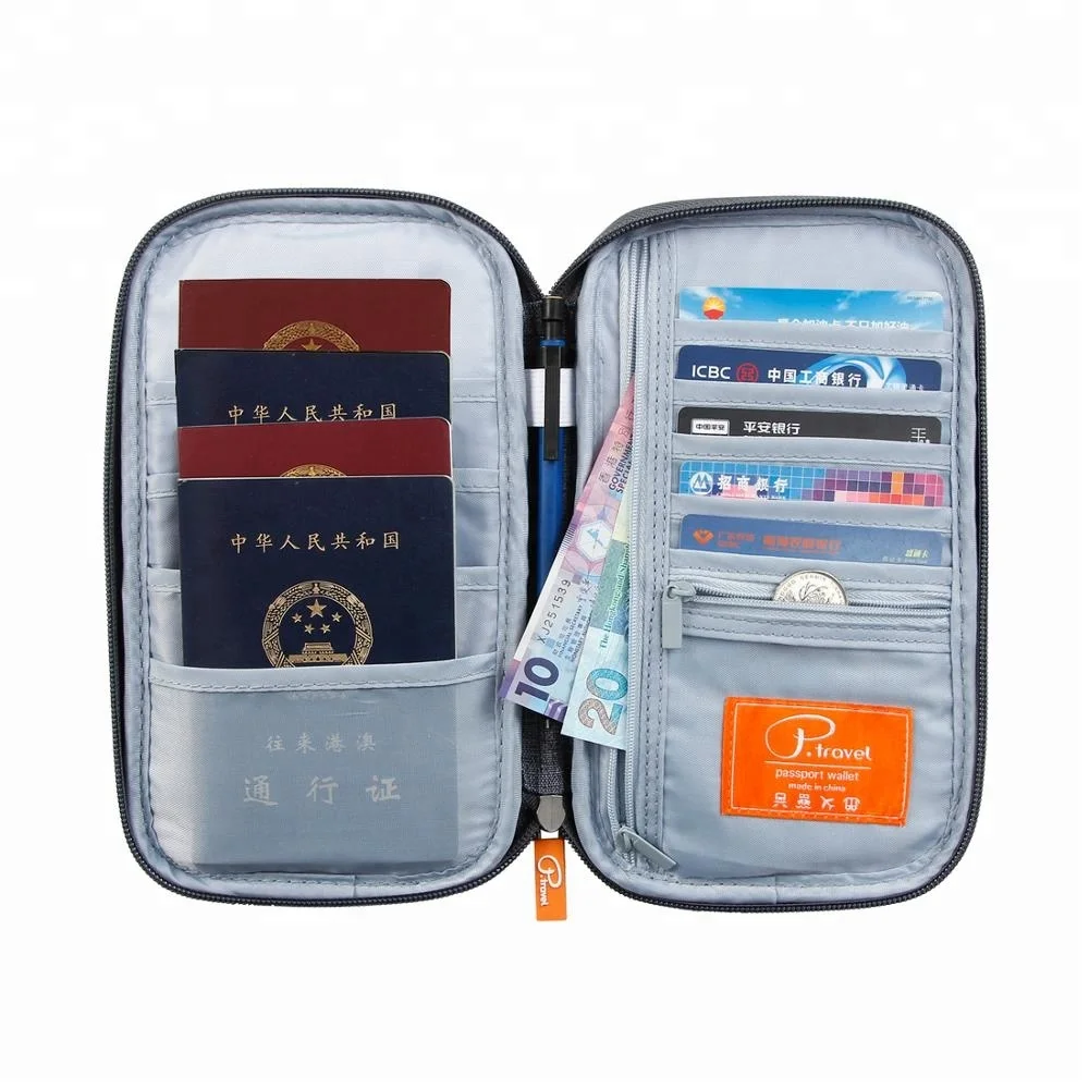 P.travel Cheap Nylon Waterproof Rfid Blocking Credit Card organizer personalized passport holder Cover Travel Wallet