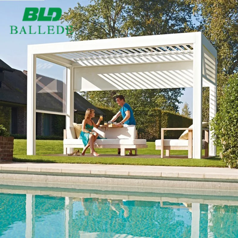 3x3m Rainproof Pergola Sun Shade Customized Auto Louver Roof Outdoor Garden Pavilion For Sale