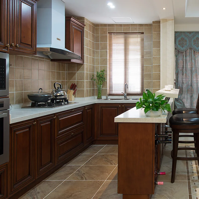 
Foshan factory wholesale low price solid wood kitchen cabinet set 