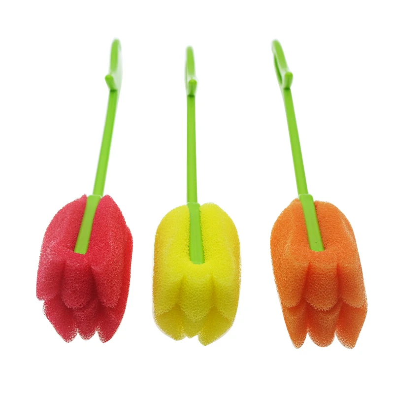 Long handle tulip shape cup bottle washing soft sponge clean brush