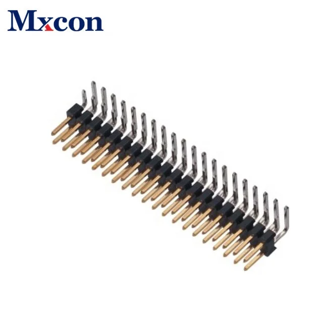
gold plated 2.54mm dual row straight right angle pin header wholesale 