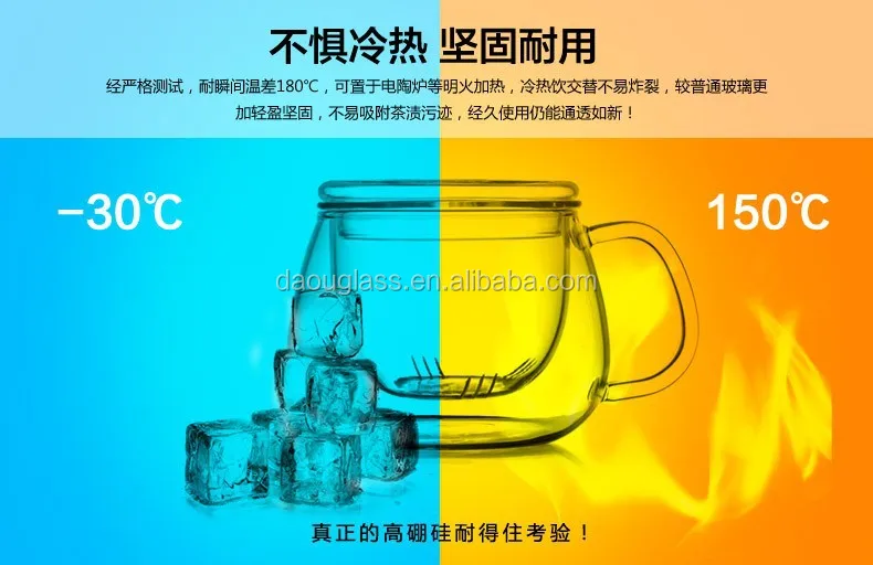 hand made  mouth blown heat resistant borosilicate glass tea filter cup,tea cup with filter  glass cups glass mug