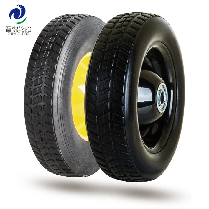 10 inch semi-pneumatic rubber wheel with bearing for wheelbarrow, garden trailer, trolley