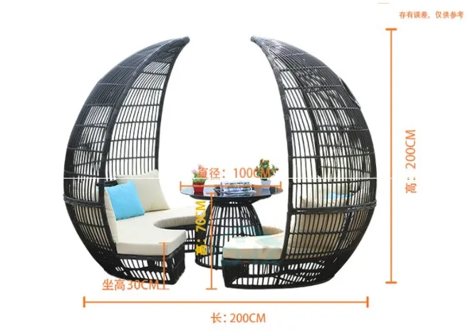 New arrival modernl beach all-weather wicker grand round rattan daybed