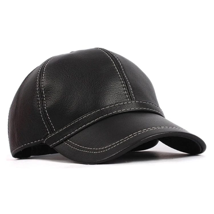 Fashion  wholesale Promotional black Leather Baseball Caps for Sale