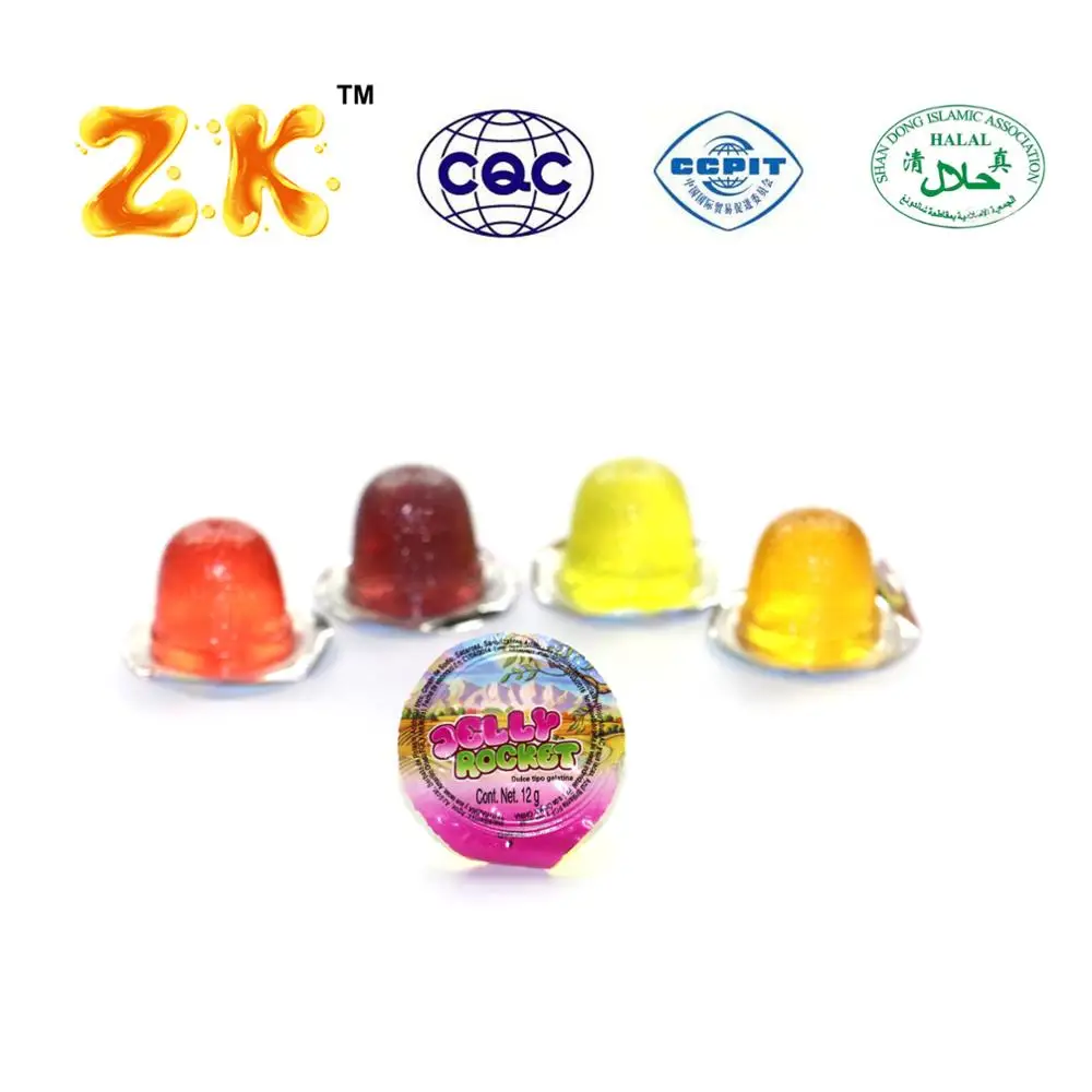 Assorted 12g mini fruit jelly cup rocket shape jar packing 16g fruit flavor jelly cup