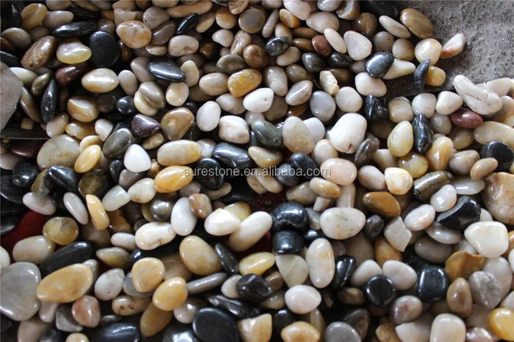 Natural multicolor mixed color polished pebbles river rock stone for aquarium landscaping