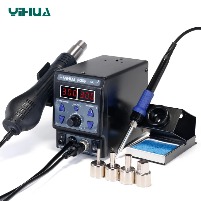 Новая модель YIHUA 8786D-I SMD паяльная станция с двойным цифровым дисплеем Прохладный пистолет горячего