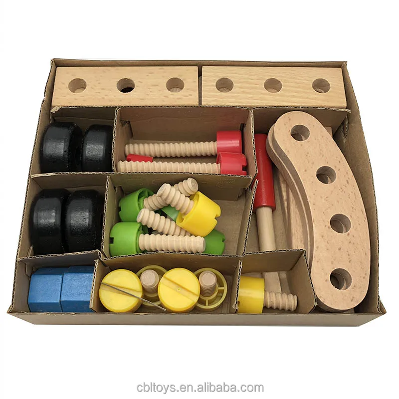 Wooden toys 30 pieces changeable nut building blocks car for kids CBL3106