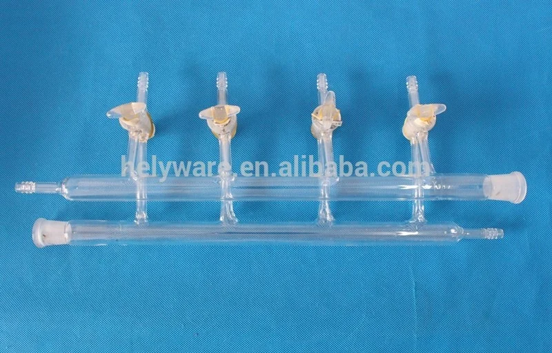 Lab use 3 4 5 6 ports double line Glass Vacuum gas manifold Schlenk line with stopcock