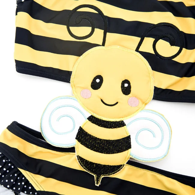 
PHB 51093 cute bee design yellow color baby girl swimwear one piece 