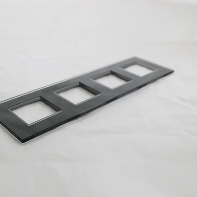 High quality polish edge CNC drilling hole low temperature paint 4 gang socket tempered glass for wall switch