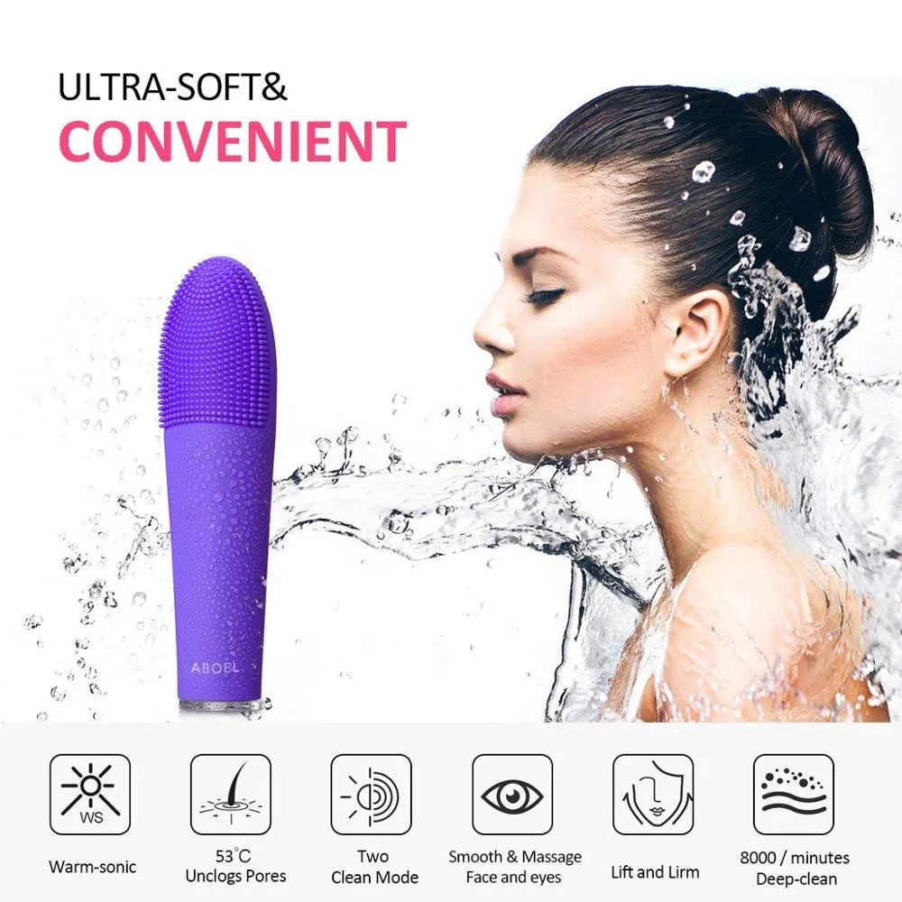 Dual-use Silicone Facial Cleansing Brush IPX7 Waterproof Electric Face Cleanser Massager Brush Rechargeable Silicone Brush