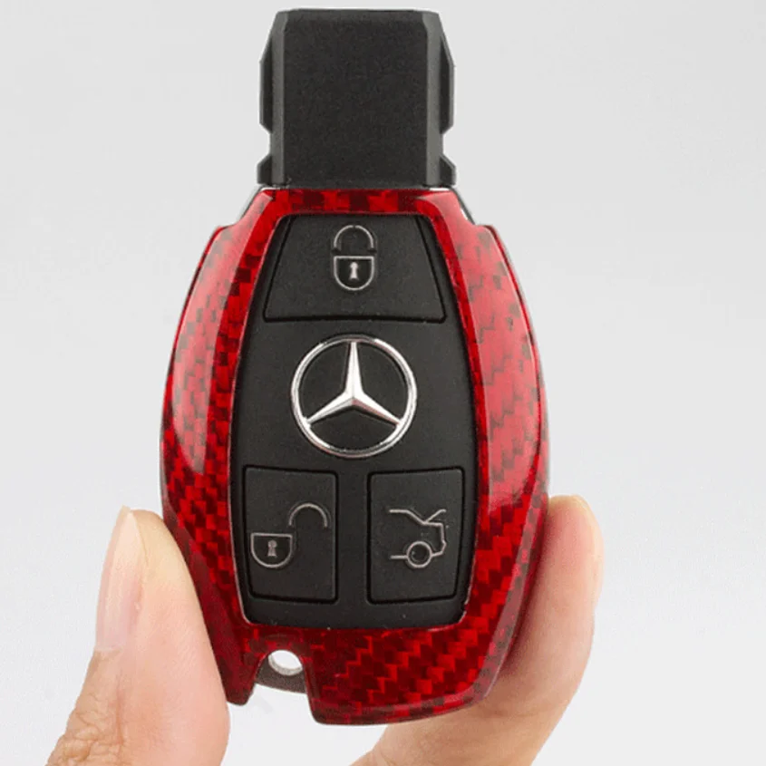 Luxury Carbon Fiber Car Auto Key Protective Hard Case Cover For Mercedes - Benz E Class