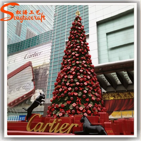 Frame Artificial Giant Christmas Tree Ornament Decoration 6meter Metal 107- Xmas Tree Pvc&pe&fiber Glass Red, Green and White