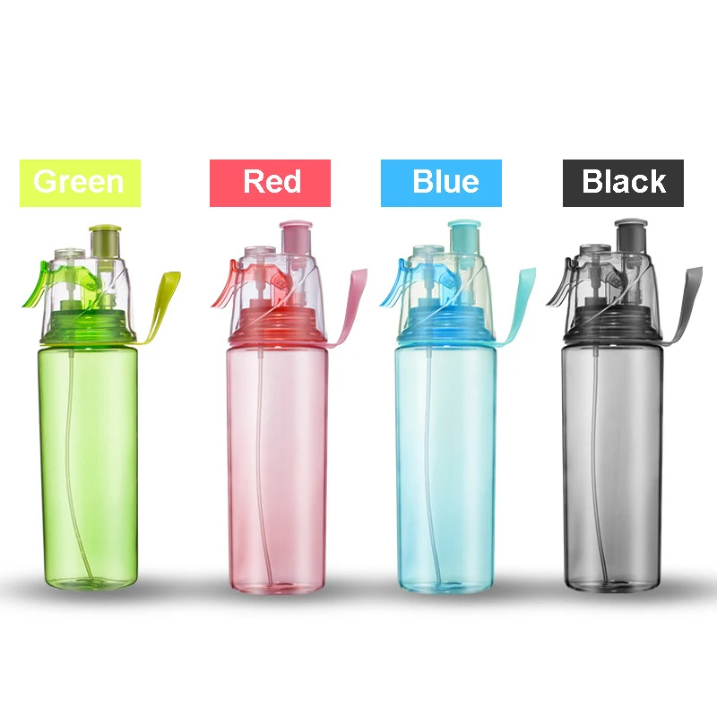 Plastic BPA Free Mist Spray Mutil-Color Drinking Sports Water Bottle With Straw